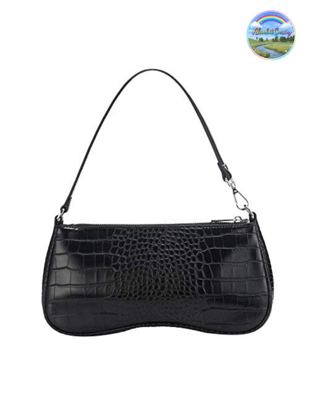 Vegan Leather Sling Shoulder Bag with Zip Closure